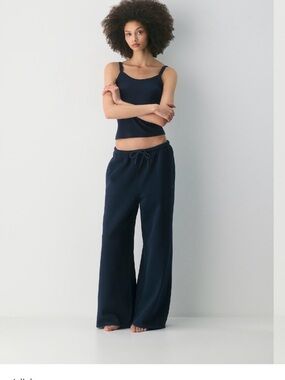 Aritzia Navy Wide-Leg Drawstring Lounge Pants